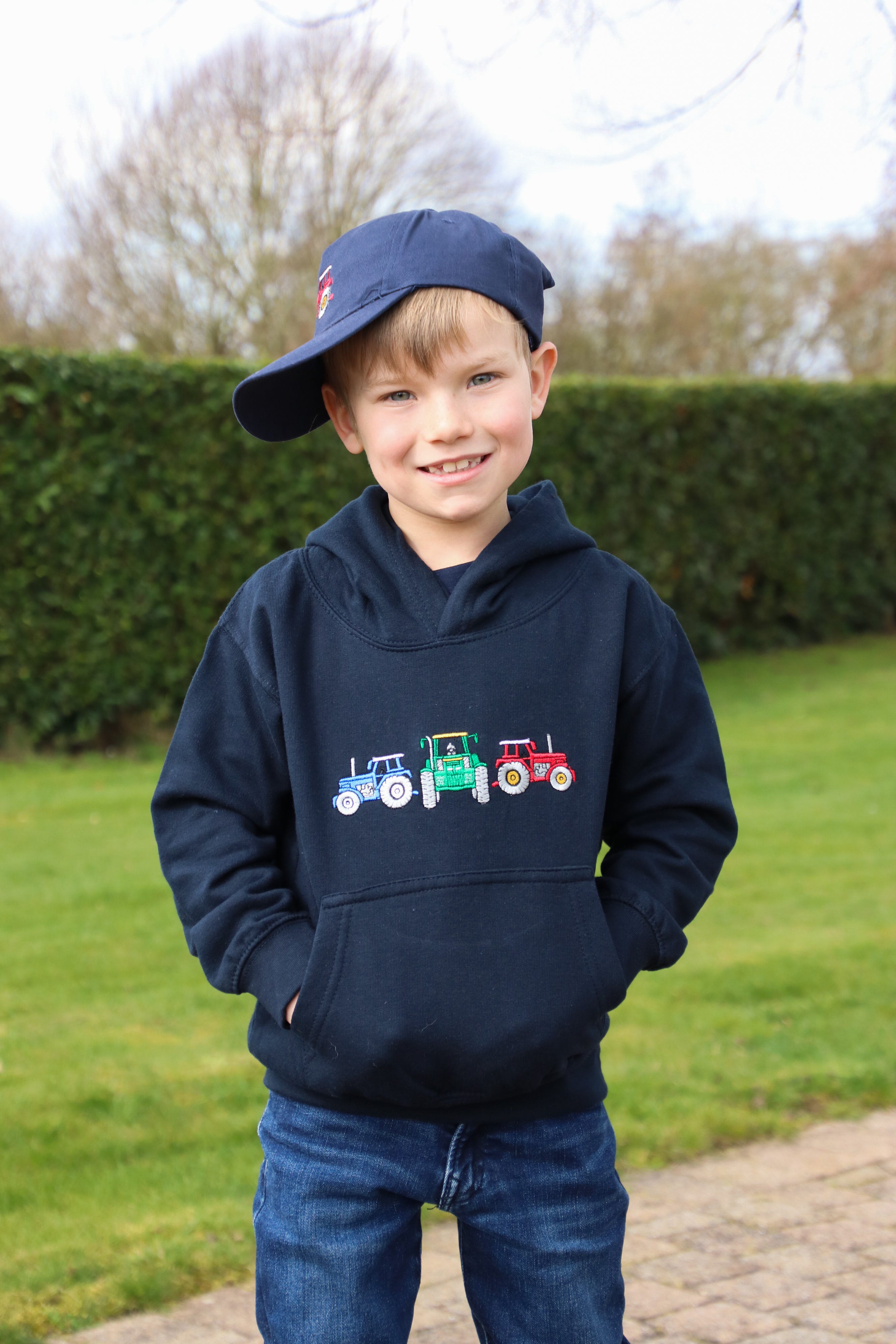 British Country Collection Three Tractors Childrens Hoodie image 1